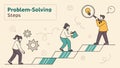 Strategic Problem Solving Steps Man Climbing Stairs, vector design Generative AI Royalty Free Stock Photo