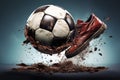 Strategic Soccer ball kick player. Generate Ai Royalty Free Stock Photo