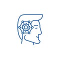 Strategic thinking head line icon concept. Strategic thinking head flat  vector symbol, sign, outline illustration. Royalty Free Stock Photo