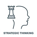 Strategic Thinking Line Icon. Strategy Think Linear Pictogram. Mental Training, Tactical Thinking and Decision Outline