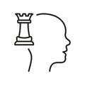 Strategic Thinking Line Icon. Strategy Think Linear Pictogram. Mental Training, Tactical Thinking and Decision Outline