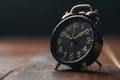 Strategic time management Black clock, effective business planning, organization success Royalty Free Stock Photo