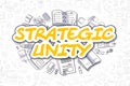 Strategic Unity - Doodle Yellow Text. Business Concept.