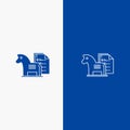 Strategy, Advantage, Business, Chess, Finance, Tactic Line and Glyph Solid icon Blue banner Line and Glyph Solid icon Blue banner