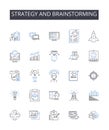 Strategy and brainstorming line icons collection. Planning and scheming, Pondering and contemplating, Pondering and