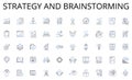Strategy and brainstorming line icons collection. Innovation, Creativity, Novelty, Piering, Revolutioanry