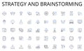 Strategy and brainstorming line icons collection. Unity, Comradeship, Teamwork, Bond, Alliance, Crew, Gang vector and Royalty Free Stock Photo