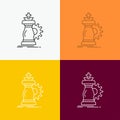 strategy, chess, horse, knight, success Icon Over Various Background. Line style design, designed for web and app. Eps 10 vector Royalty Free Stock Photo