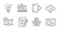 Strategy, Cloud share and Inspiration icons set. Documents box, Online access and Project deadline signs. Vector