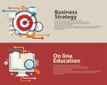 Strategy concept, business consulting, On line Education flat modern design . Web banner design.