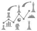 Strategy concept. Chess figure and chart infographic elements