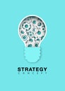 Strategy concept with light bulb gears vector