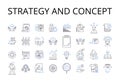 Strategy and concept line icons collection. Plan and scheme, Idea and thought, Approach and method, Objective and goal