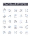 Strategy and enterprice line icons collection. Entrepreneur, Startup, Innovation, Growth, Customer, Local, Marketing