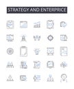 Strategy and enterprice line icons collection. Tactic, Plan, Approach, Scheme, Methodology, Blueprint, Design vector and