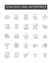 Strategy and enterprice line icons collection. Tactic, Plan, Approach, Scheme, Methodology, Blueprint, Design vector and