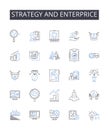 Strategy and enterprice line icons collection. Tactic, Plan, Approach, Scheme, Methodology, Blueprint, Design vector and