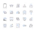 Strategy and enterprice outline icons collection. Strategy, Enterprise, Planning, Analyzing, Outcomes, Business