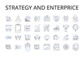 Strategy and enterprice line icons collection. Tactic, Plan, Approach, Scheme, Methodology, Blueprint, Design vector and