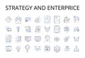 Strategy and enterprice line icons collection. Tactic, Plan, Approach, Scheme, Methodology, Blueprint, Design vector and