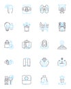 Strategy formulation linear icons set. Analysis, Planning, Tactics, Vision, Execution, Goals, Alignment line vector and