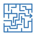 Strategy icon, Labyrinth, maze, blue vector graphics