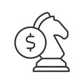 Strategy icon in line design. strategy, planning, tactics, chess, decision, advantage, roadmap on white background vector Royalty Free Stock Photo