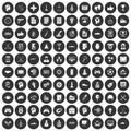 100 strategy icons set black circle Royalty Free Stock Photo