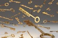 Strategy idea concept business. Golden keys with success sign. 3D rendering