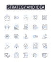 Strategy and idea line icons collection. Adventure, Discovery, Quest, Wanderlust, Expedition, Gumption, Roam vector and Royalty Free Stock Photo