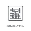 Strategy in a labyrinth linear icon. Modern outline Strategy in