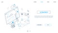 Strategy - line design style isometric web banner Royalty Free Stock Photo