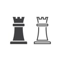 Strategy line icon, chess outline and solid vector sign, linear