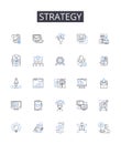 Strategy line icons collection. Plan, Tactic, Approach, Scheme, Blueprint, Method, Procedure vector and linear