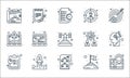 strategy line icons. linear set. quality vector line set such as navigation, planning, analysis, success, rocket, startup,