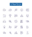 Strategy line icons signs set. Design collection of Planning, Method, Tactics, Scheme, Design, Goal, Intention, Aim