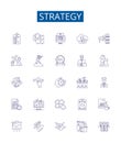 Strategy line icons signs set. Design collection of Planning, Method, Tactics, Scheme, Design, Goal, Intention, Aim