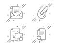 Strategy, Mail newsletter and Eye drops icons set. Search file sign. Puzzle, Open e-mail, Pipette. Vector Royalty Free Stock Photo