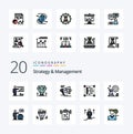 20 Strategy And Management Line Filled Color icon Pack like cog wheeld printer pencil ruby announce loudspeaker