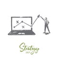 Strategy, marketing, graph, diagram, arrow concept. Hand drawn isolated vector.