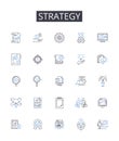 Strategy line icons collection. Plan, Tactic, Approach, Scheme, Blueprint, Method, Procedure vector and linear