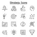 Strategy & planing icon set in thin line style