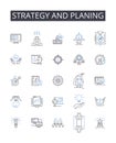 Strategy and planing line icons collection. Cryptography, Entomology, Conlanging, Genealogy, Taxidermy, Palindromes
