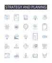 Strategy and planing line icons collection. Hope and optimism, Free and independent, Trusrthy and reliable, Insight and