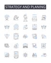 Strategy and planing line icons collection. Hope and optimism, Free and independent, Trusrthy and reliable, Insight and