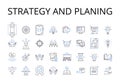 Strategy and planing line icons collection. Hope and optimism, Free and independent, Trusrthy and reliable, Insight and