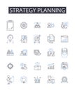 Strategy planning line icons collection. Goal setting, Action plan, Idea generating, Project mapping, Task scheduling