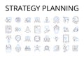 Strategy planning line icons collection. Goal setting, Action plan, Idea generating, Project mapping, Task scheduling