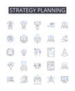 Strategy planning line icons collection. Goal setting, Action plan, Idea generating, Project mapping, Task scheduling