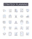 Strategy planning line icons collection. Goal setting, Action plan, Idea generating, Project mapping, Task scheduling